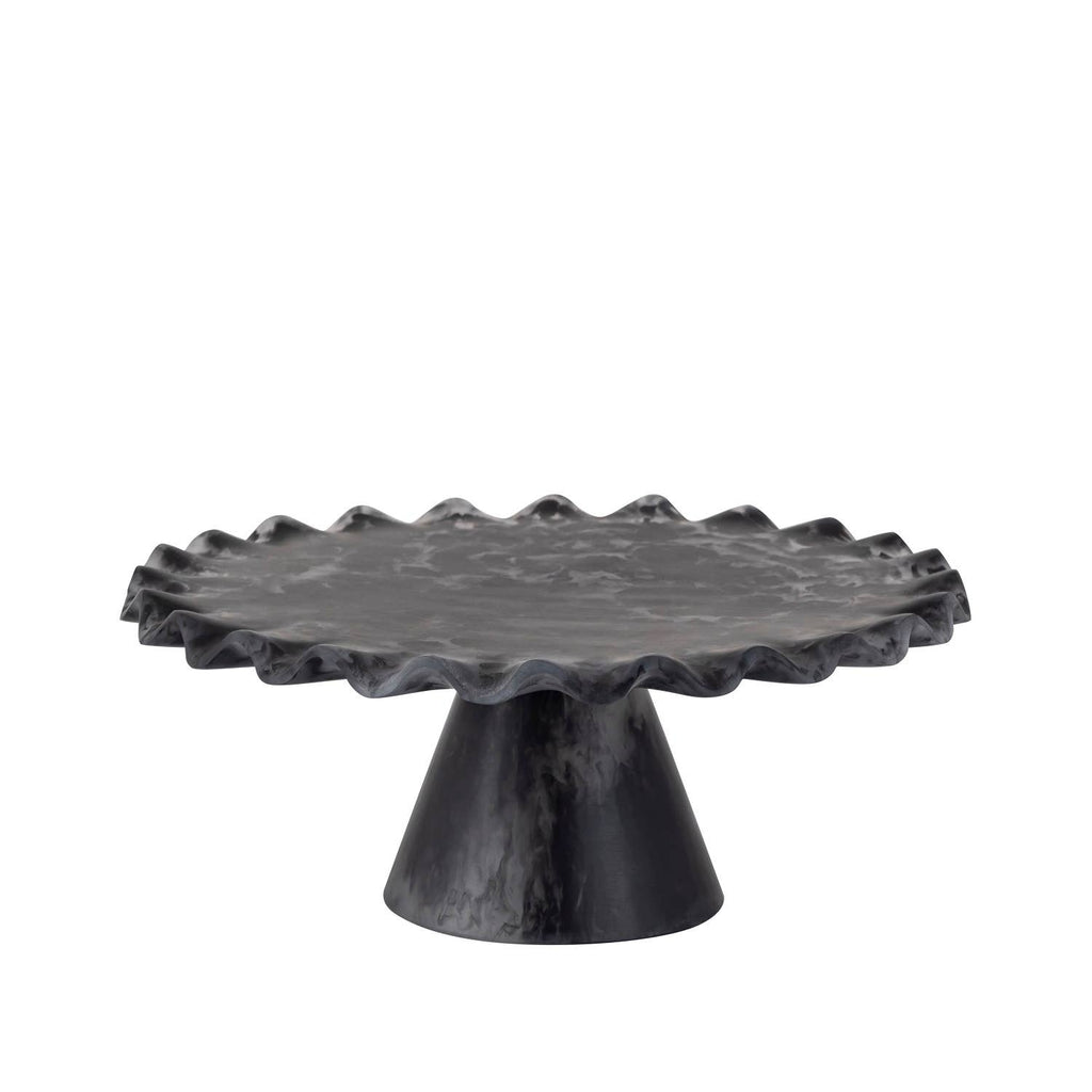 Large Modern Matte Black Resin Cake Stand