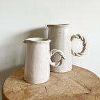 Handmade Ceramic Tapered Pitcher with Braided Handle (Short)