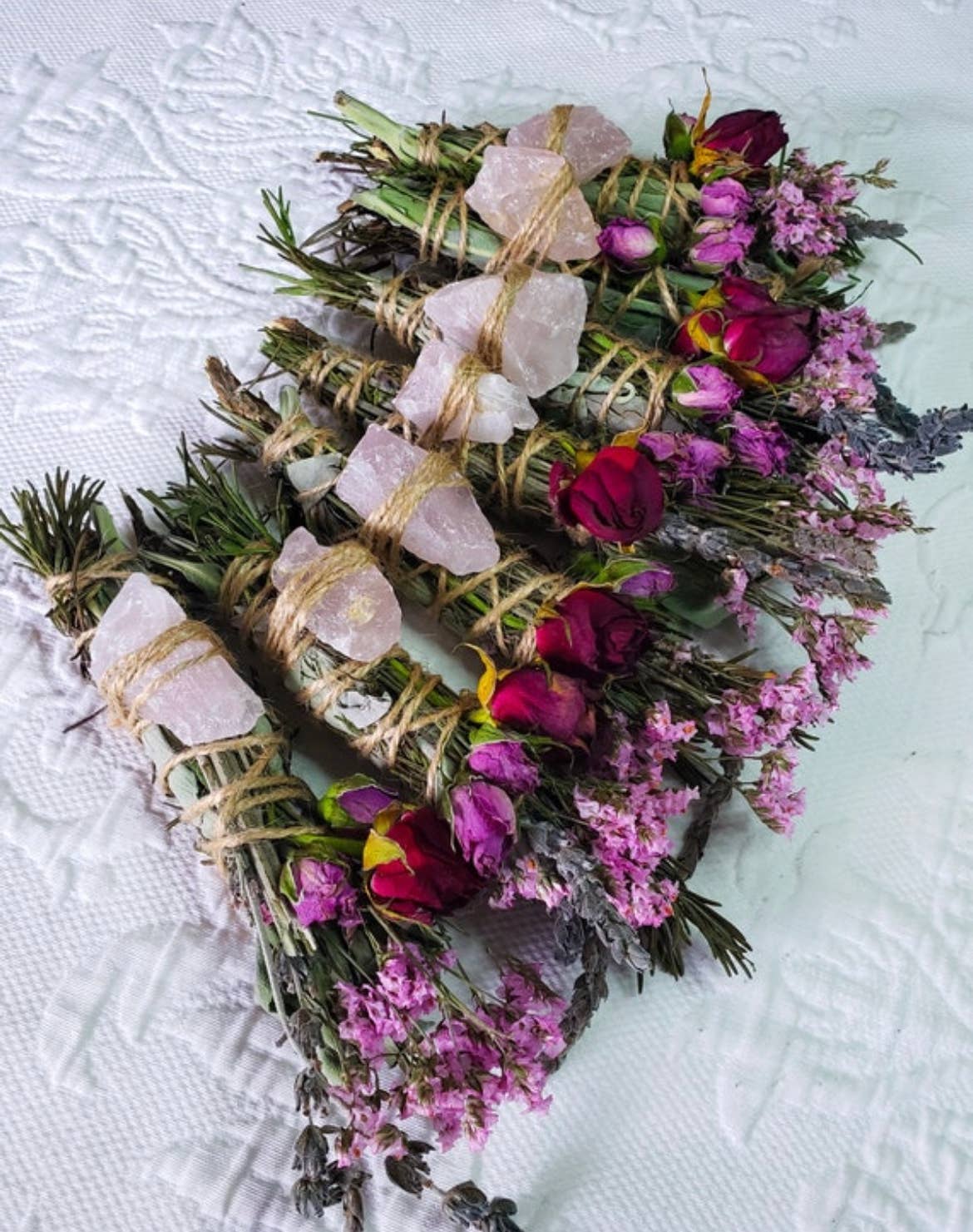 Rose Quartz & Lavender Botanical Smudge Stick