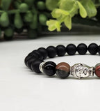 Bloodstone & Black Obsidian Gemstone Buddha Bracelet