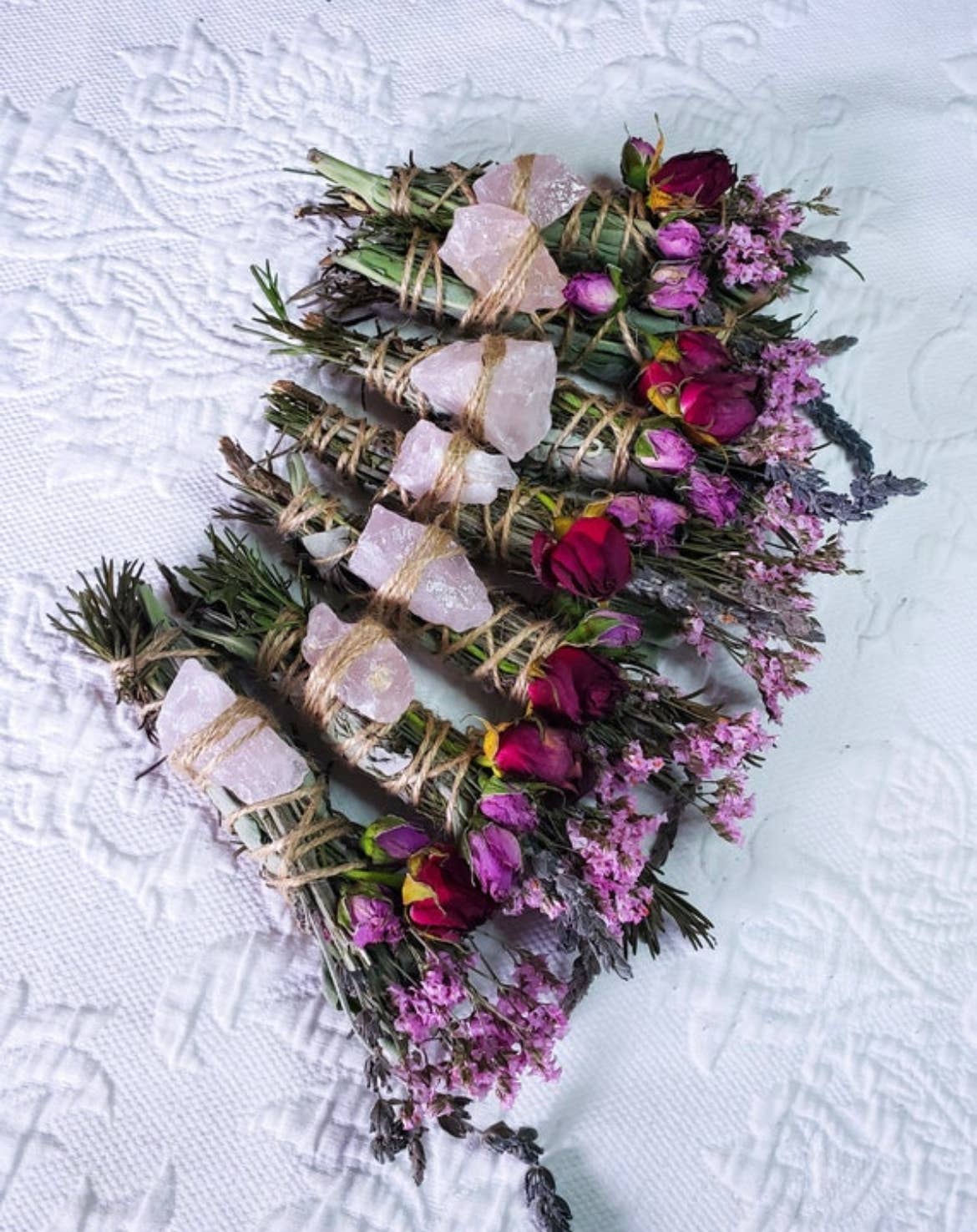 Rose Quartz & Lavender Botanical Smudge Stick