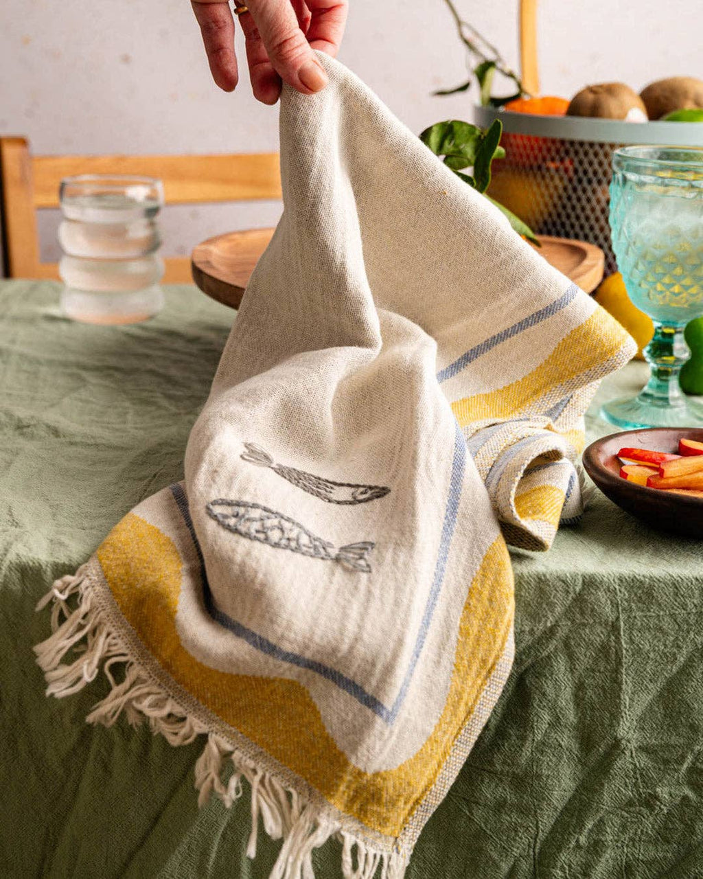 Sardine Hand-Stitched Tea Towel Set