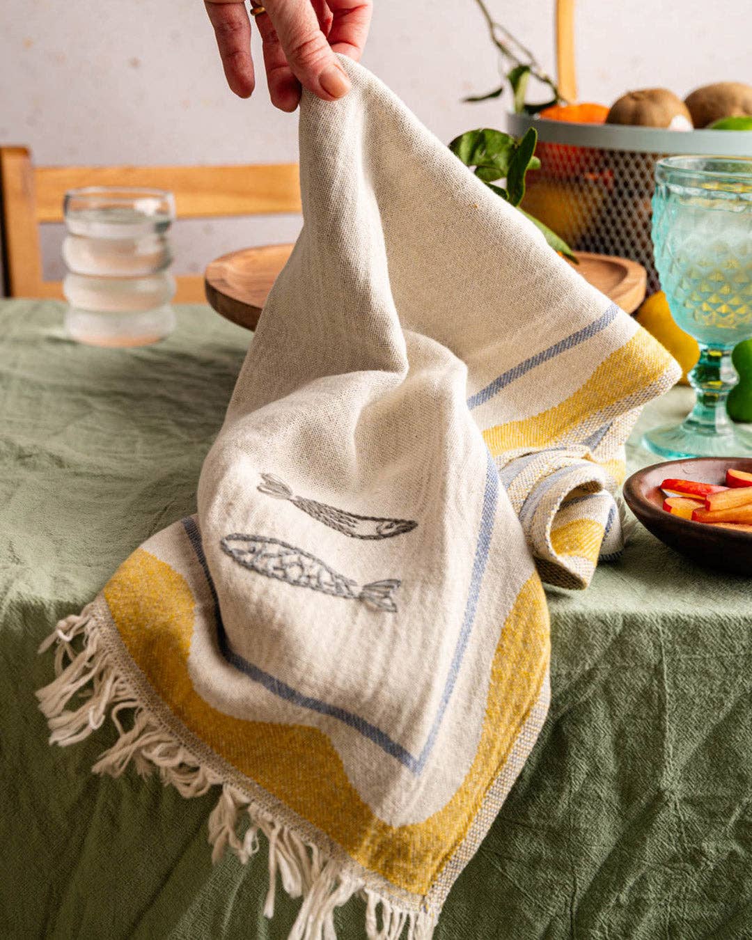 Sardine Hand-Stitched Tea Towel Set