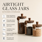 Airtight Glass Jars with Acacia Lid and Spoon