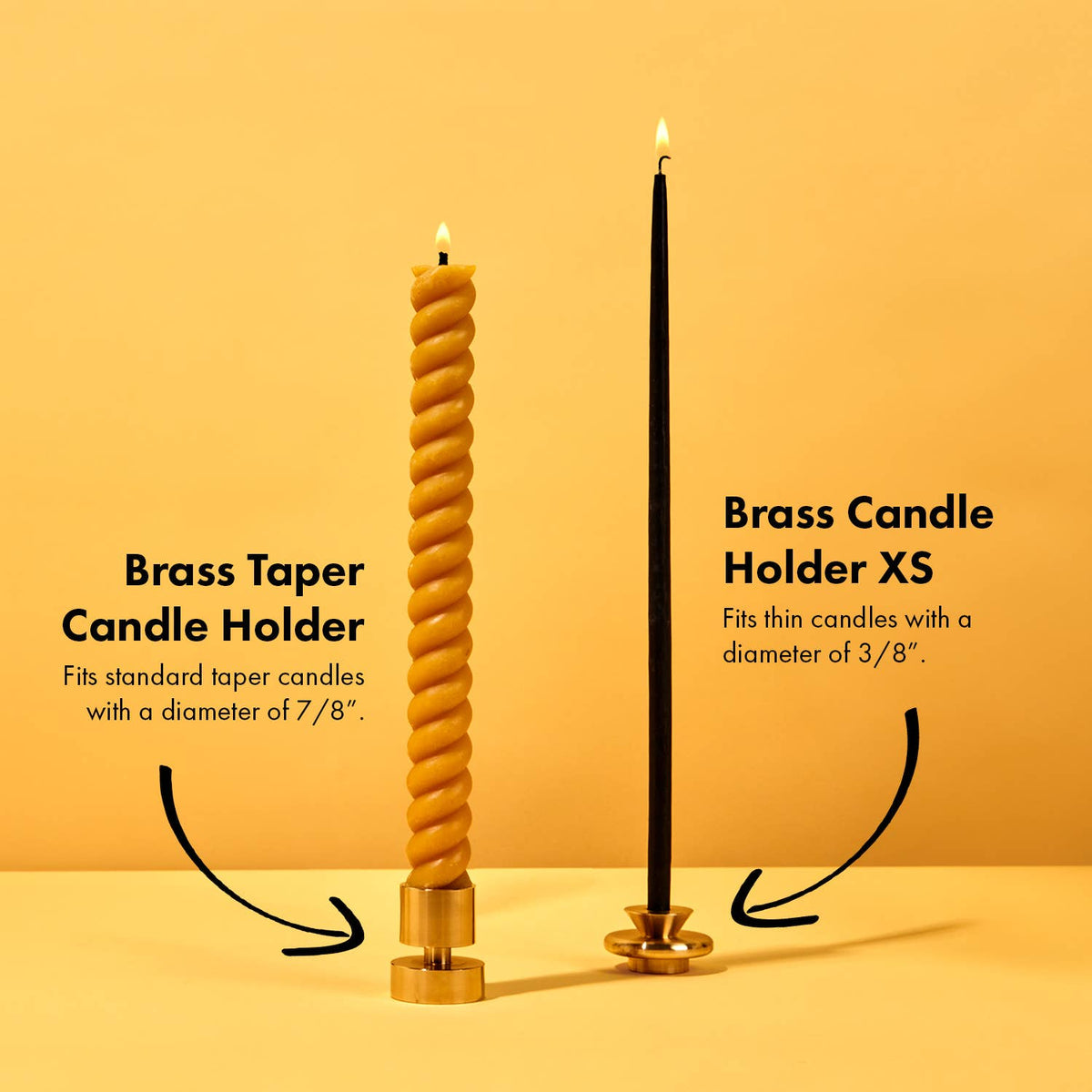 XS Solid Brass Slim Candle Holder