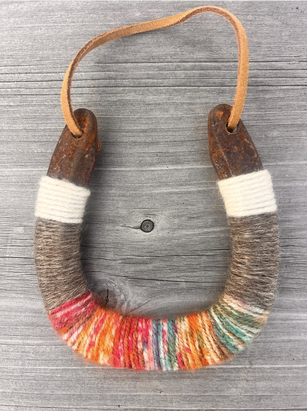 Up-cycled LUCKY horseshoe - Desert Horizon