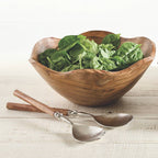 Large Scalloped Acacia Wood Bowl