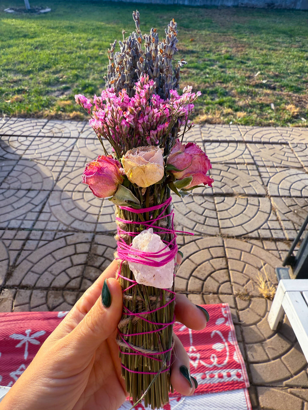 Rose Quartz & Lavender Botanical Smudge Stick