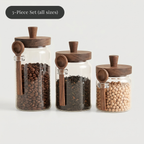 Airtight Glass Jars with Acacia Lid and Spoon