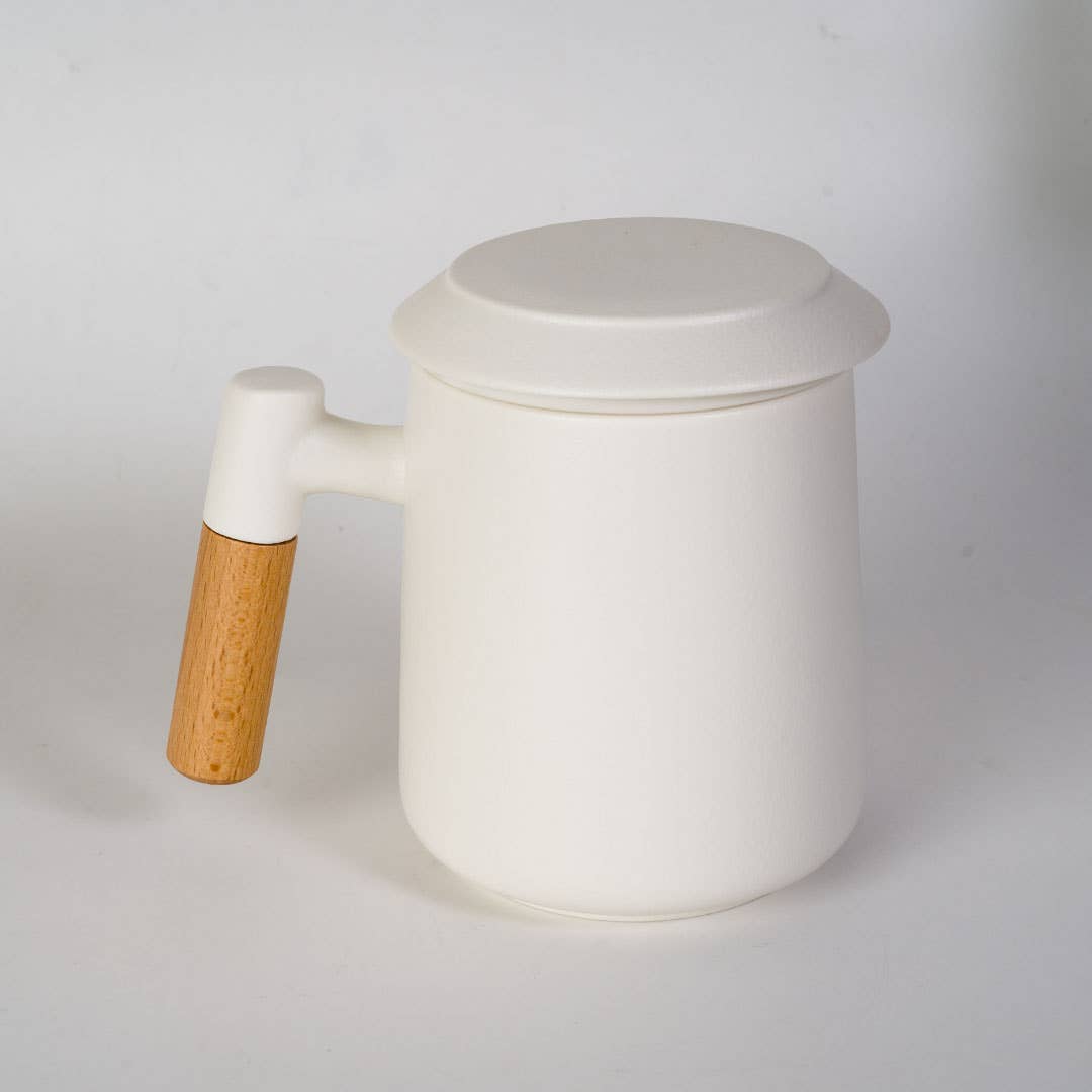 Porcelain Tea Mug with Infuser & Lid