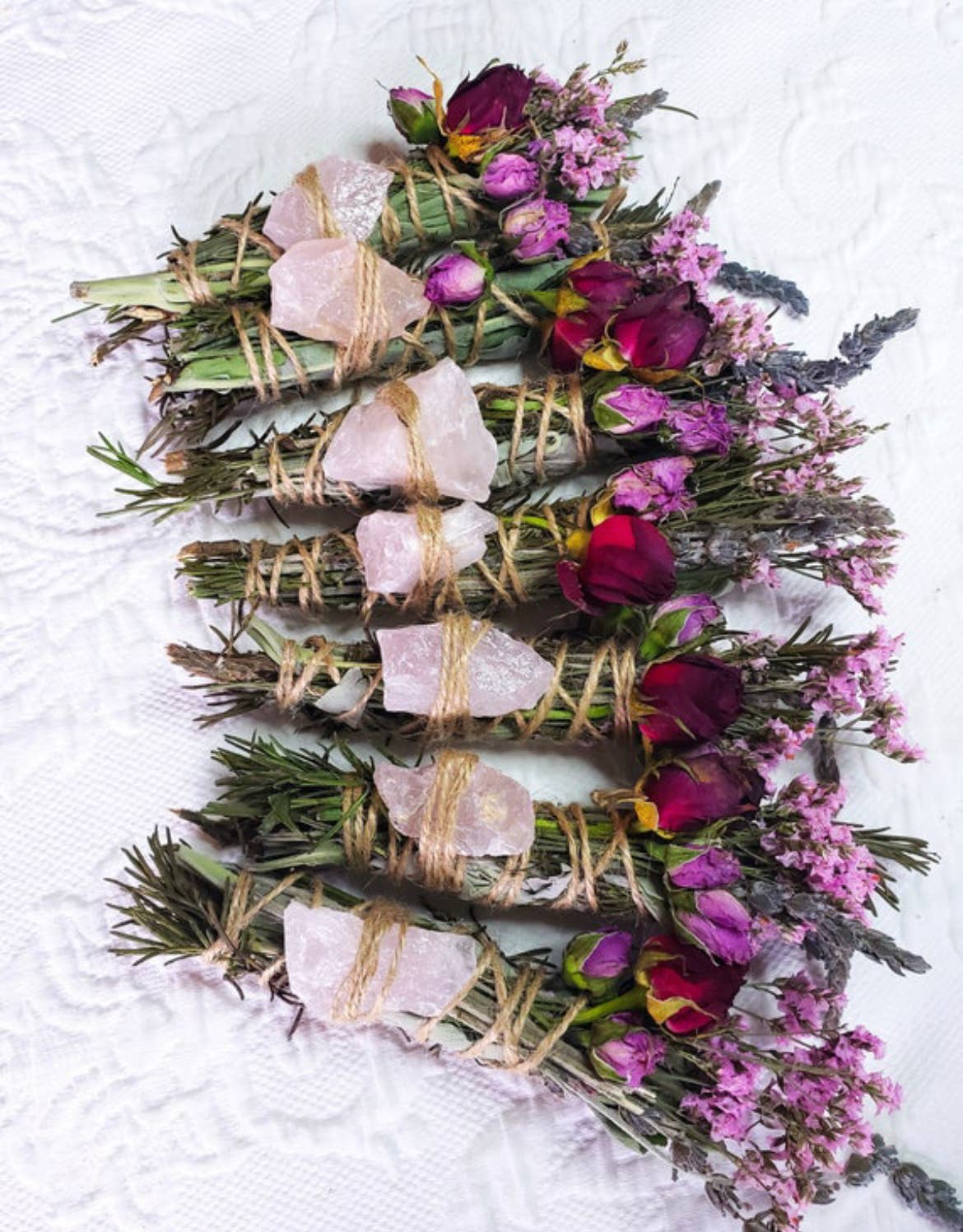 Rose Quartz & Lavender Botanical Smudge Stick
