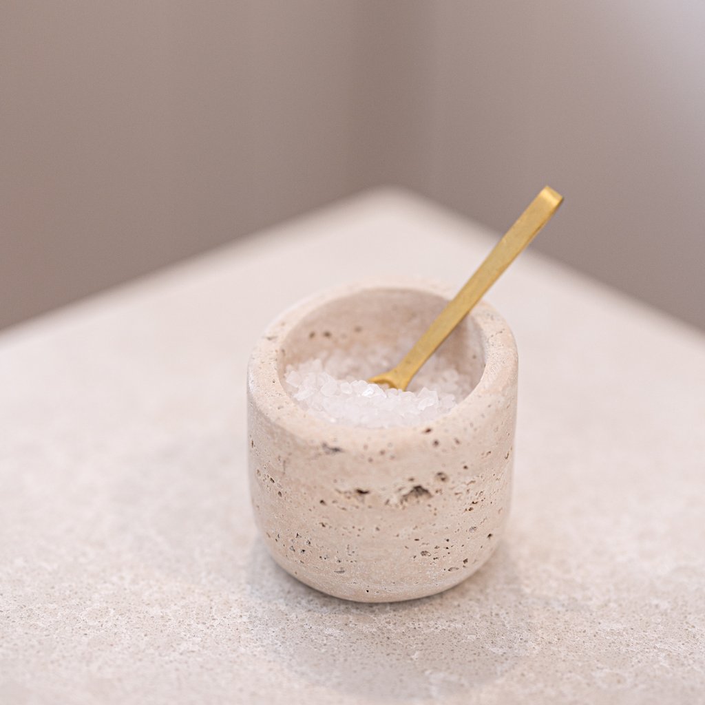 Travertine Salt Cellar With Spoon