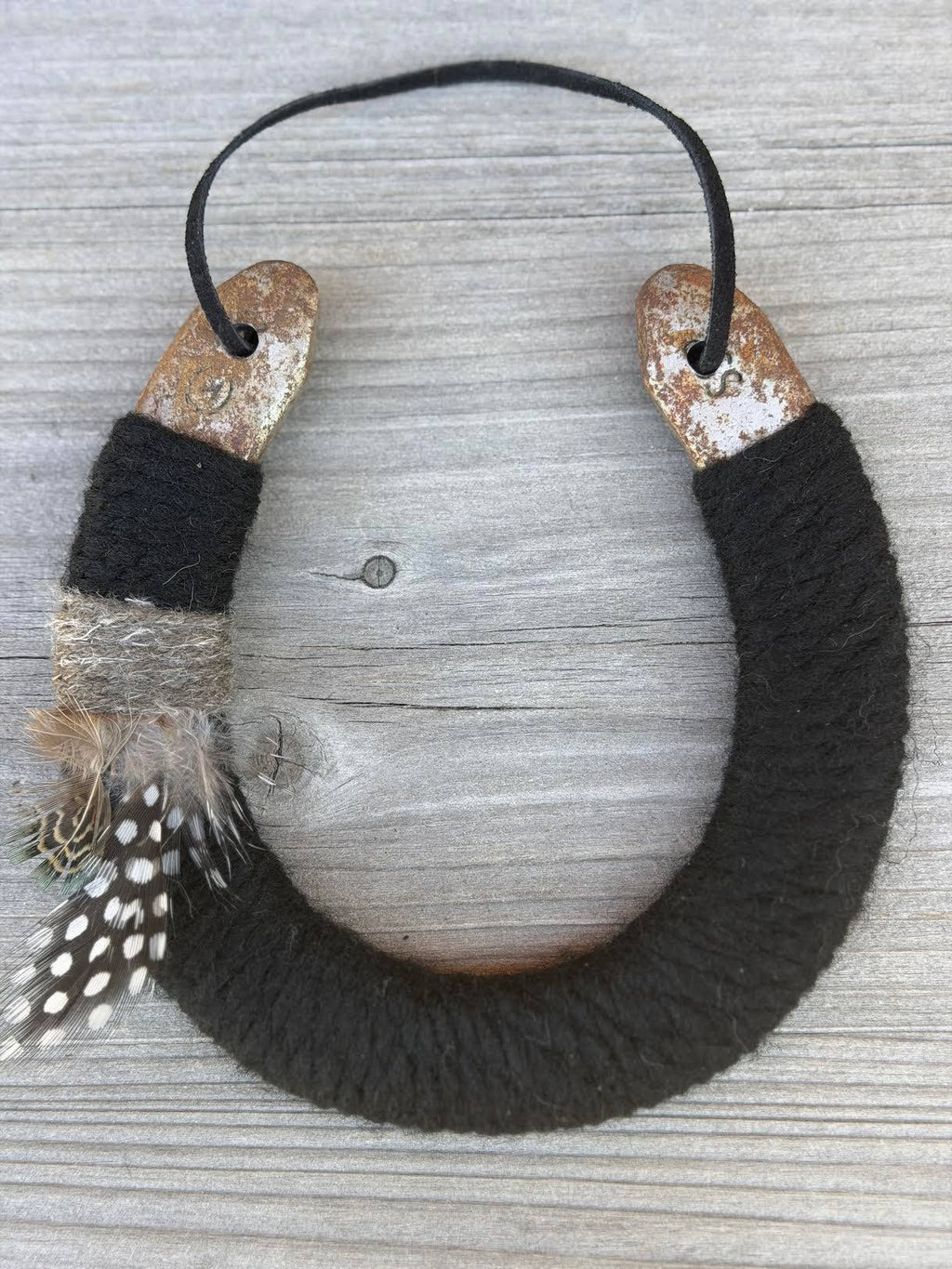 Up-cycled LUCKY horseshoe - Slate Rider