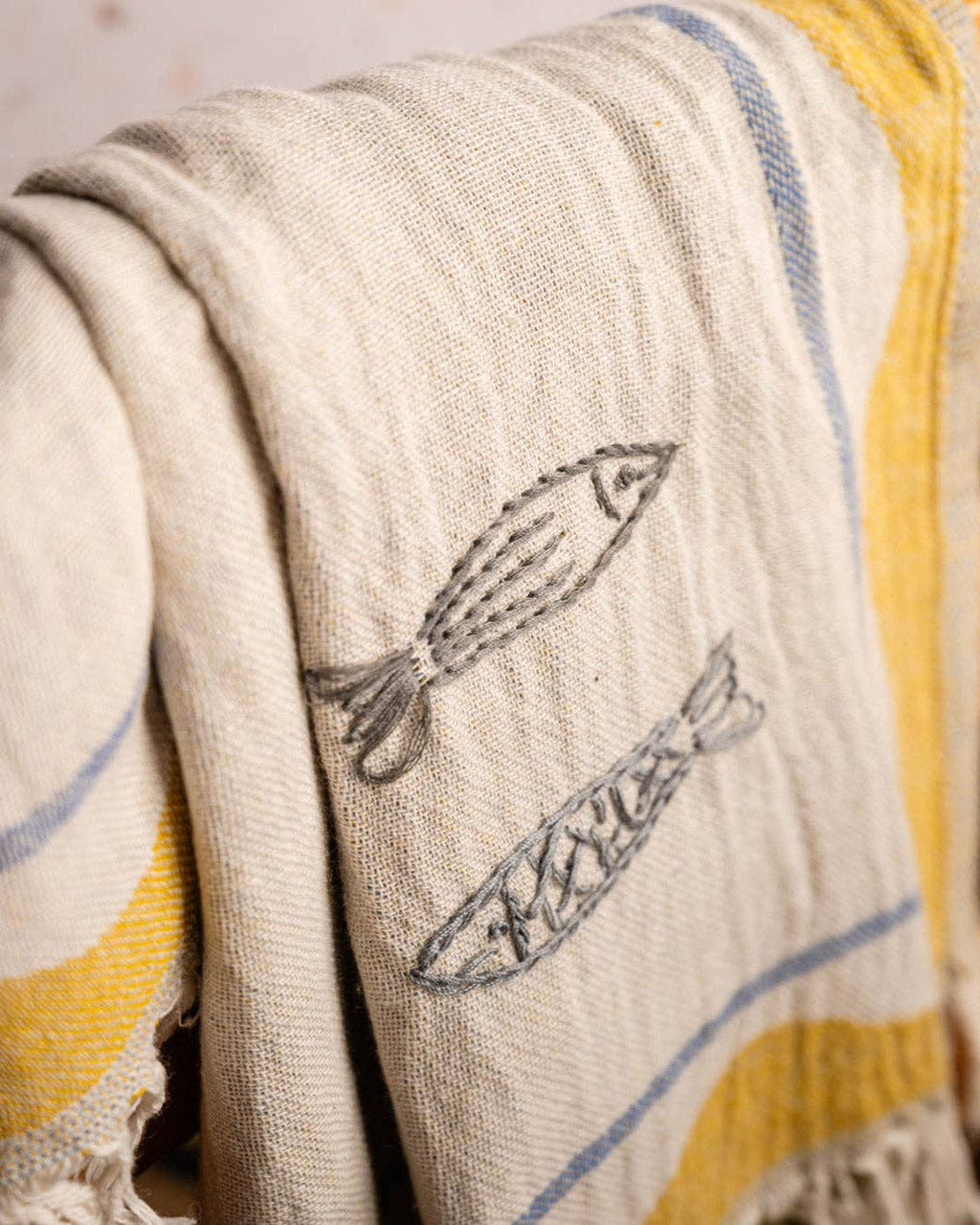 Sardine Hand-Stitched Tea Towel Set
