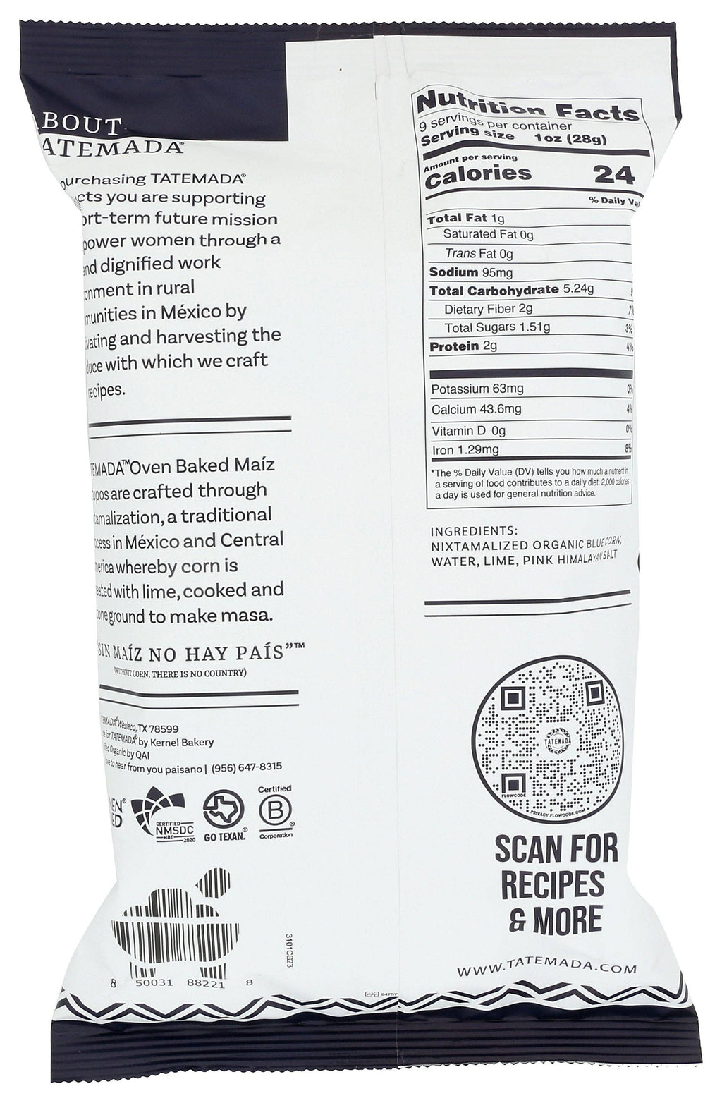 TATEMADA TORTILLA CHIPS MAIZ TOTOPOS - Case of 6