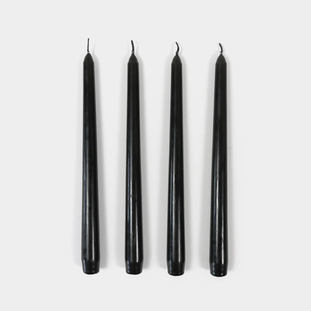 10" Hand-Poured Black Taper Candles (Pack of 4)