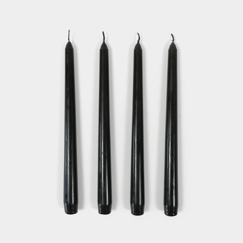 10" Hand-Poured Black Taper Candles (Pack of 4)