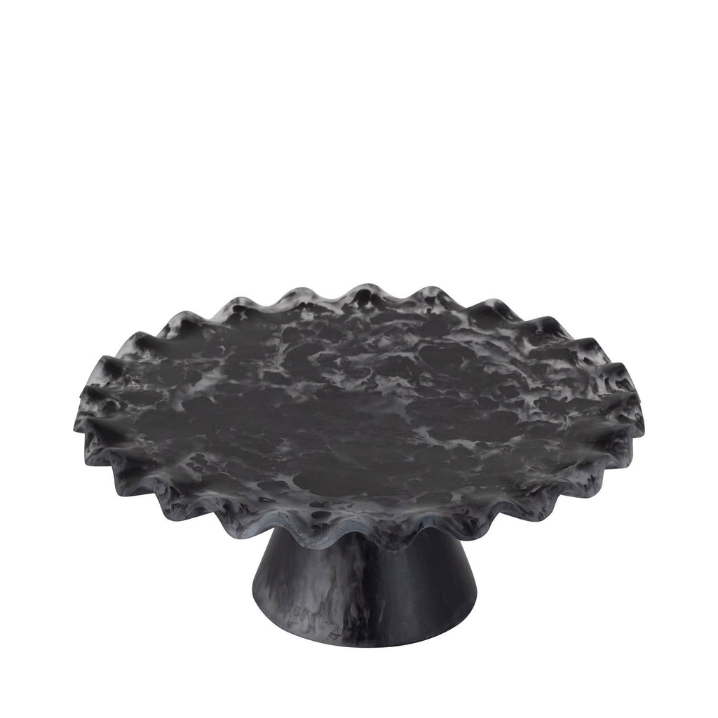 Large Modern Matte Black Resin Cake Stand