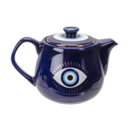 Evil Eye Porcelain Teapot with Stainless Steel Strainer