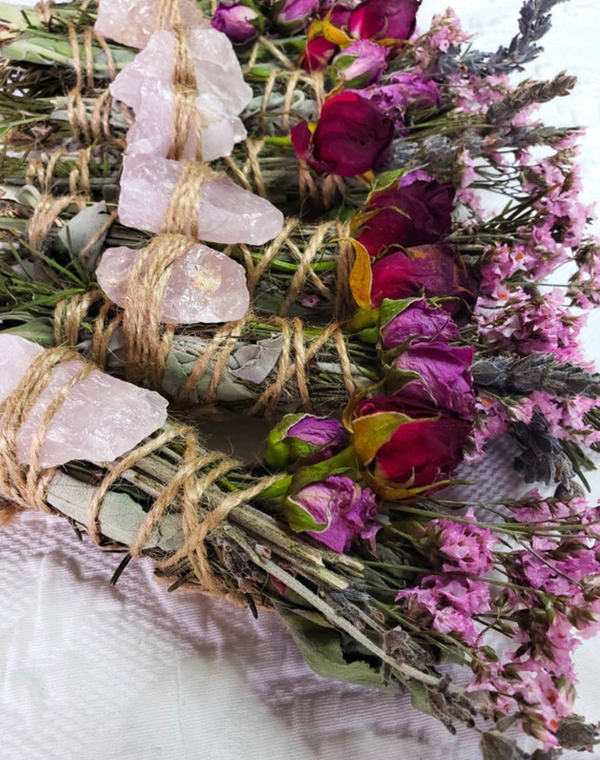 Rose Quartz & Lavender Botanical Smudge Stick