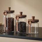 Airtight Glass Jars with Acacia Lid and Spoon