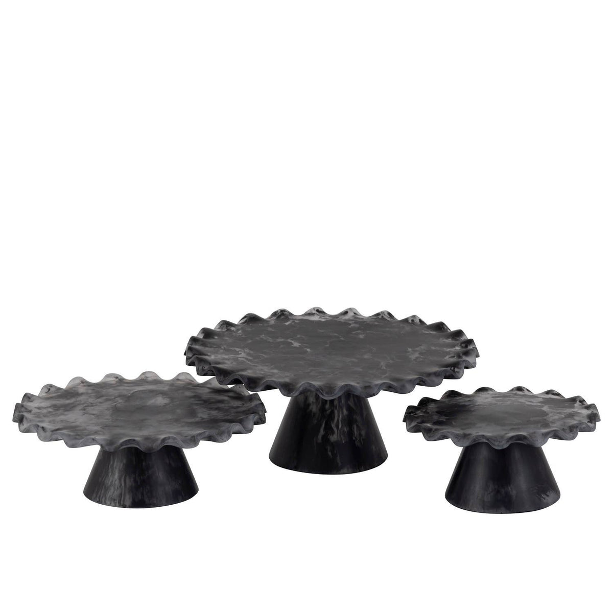 Large Modern Matte Black Resin Cake Stand