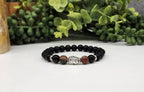 Bloodstone & Black Obsidian Gemstone Buddha Bracelet