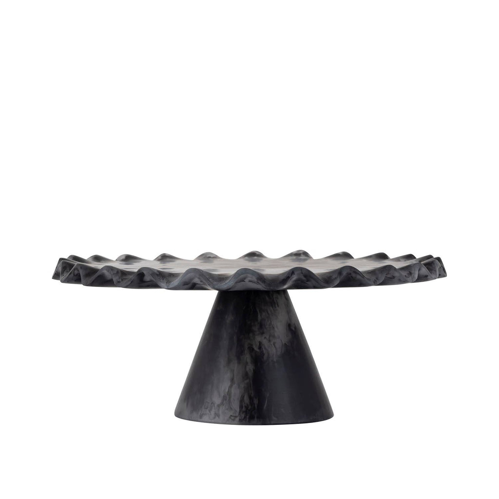 Large Modern Matte Black Resin Cake Stand