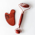 Red Jasper Gemstone Roller + Gua Sha Facial Massage Set