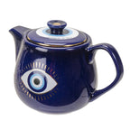 Evil Eye Porcelain Teapot with Stainless Steel Strainer