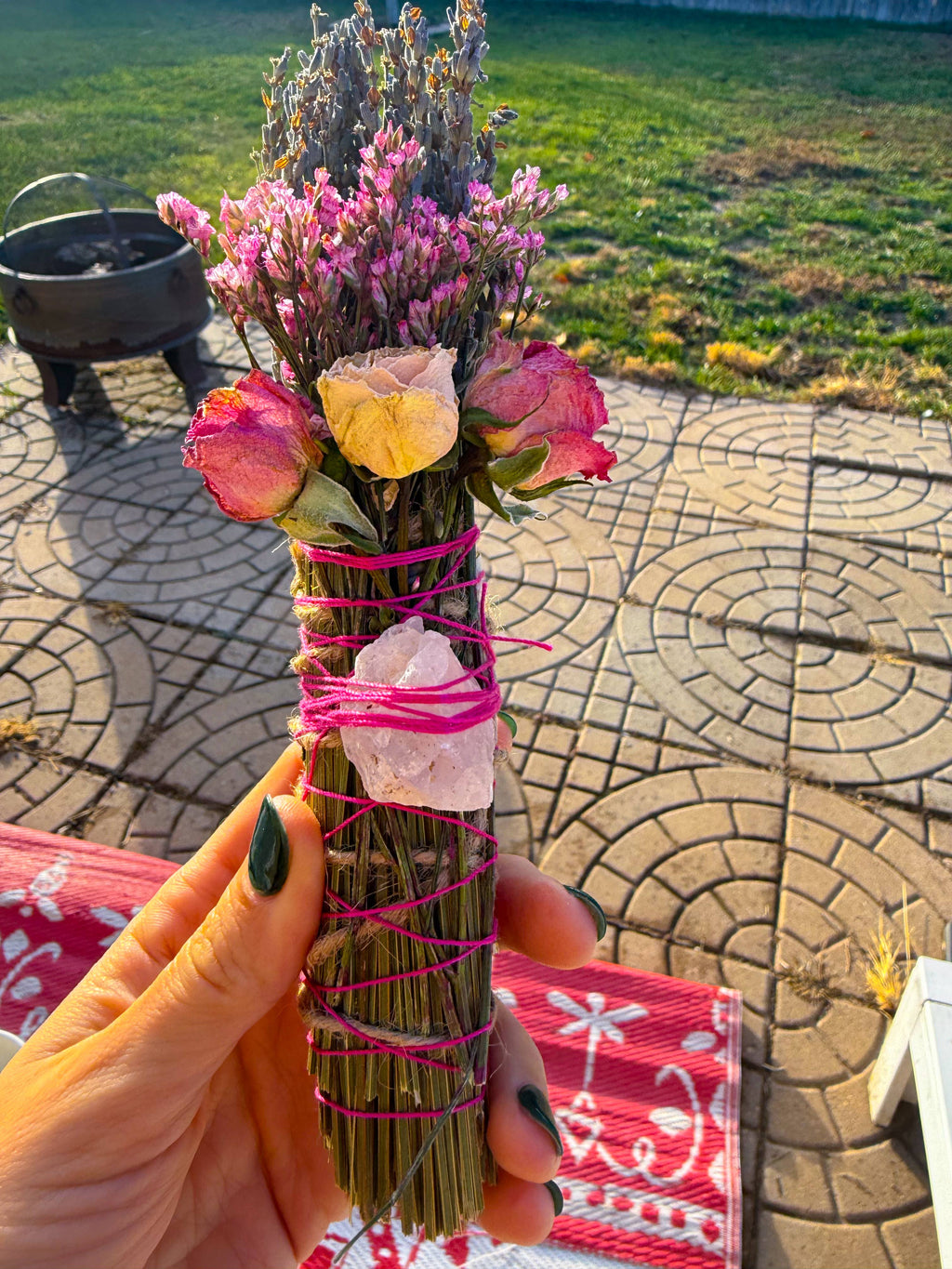 Rose Quartz & Lavender Botanical Smudge Stick