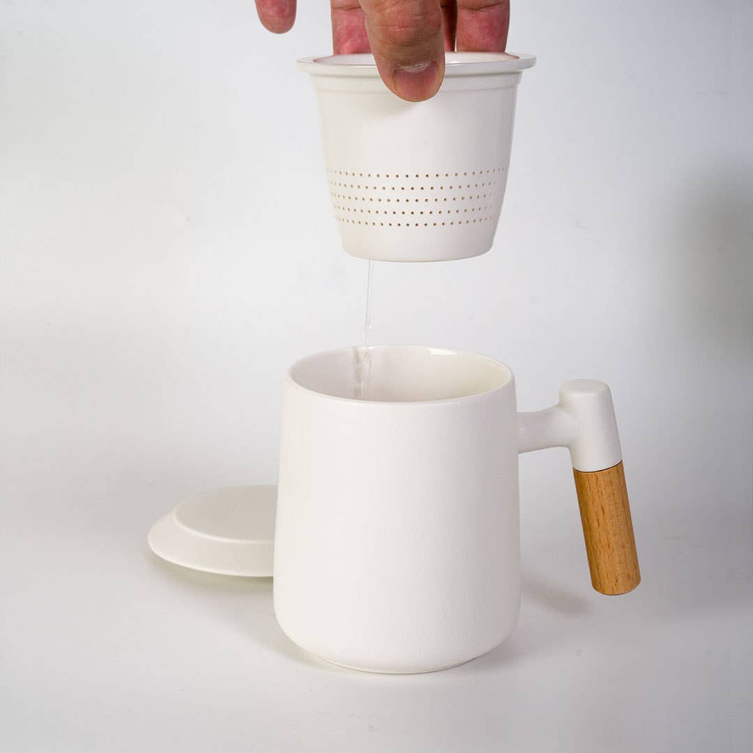 Porcelain Tea Mug with Infuser & Lid