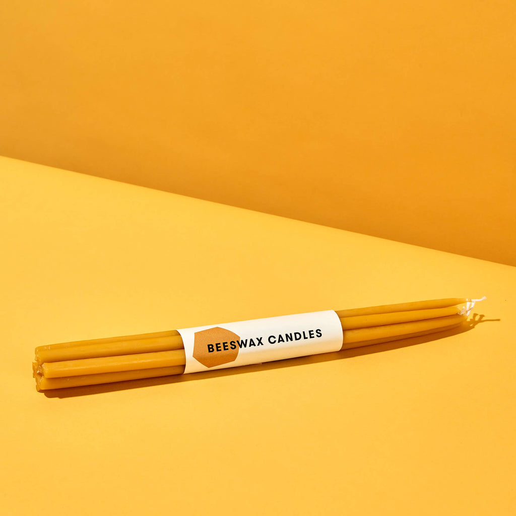 Hand-Dipped 100% Pure Beeswax Slim Taper Candles (Pack of 7)