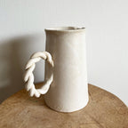 Handmade Ceramic Tapered Pitcher with Braided Handle (Short)