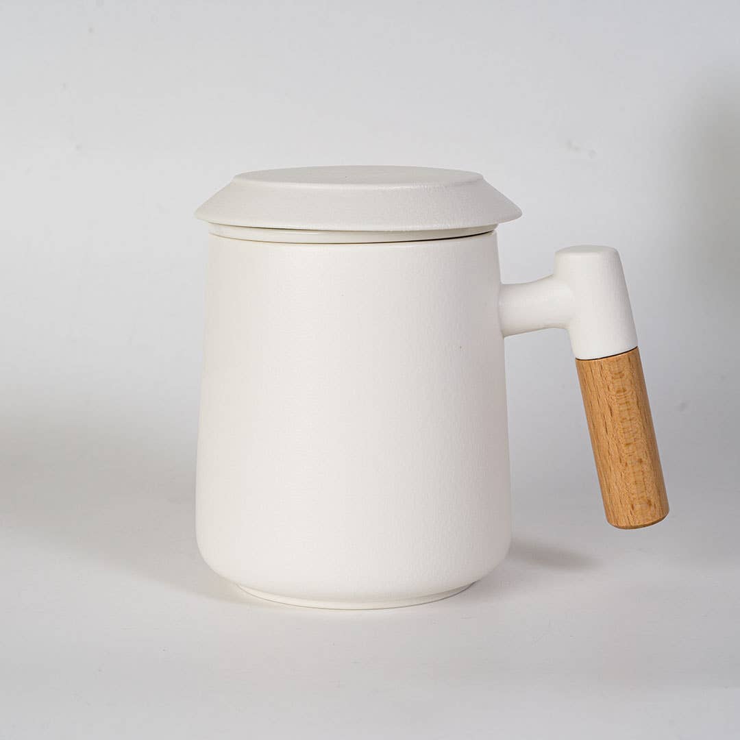 Porcelain Tea Mug with Infuser & Lid