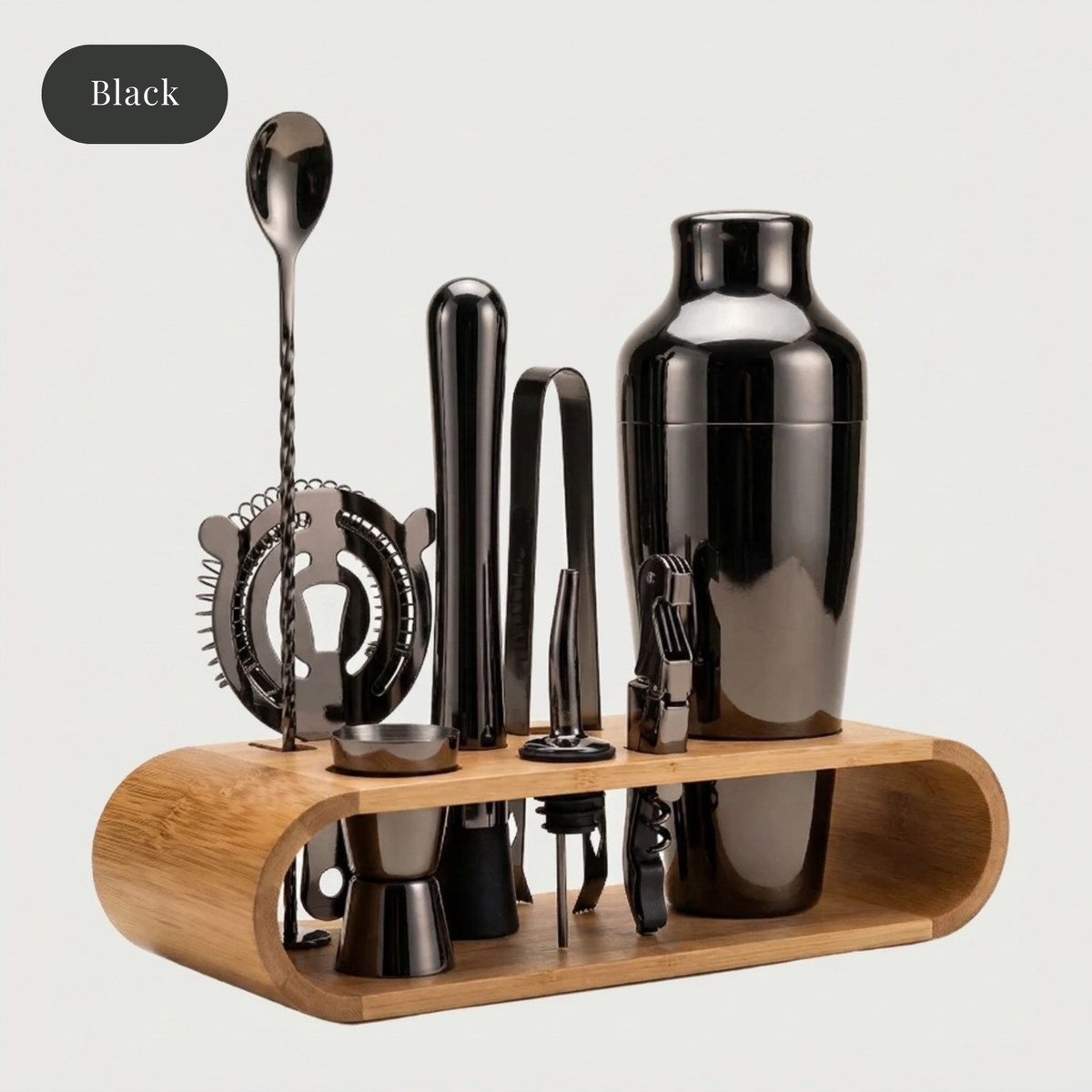 Kiyo Home 10-Piece Cocktail Bar Tool Set with Bamboo Stand