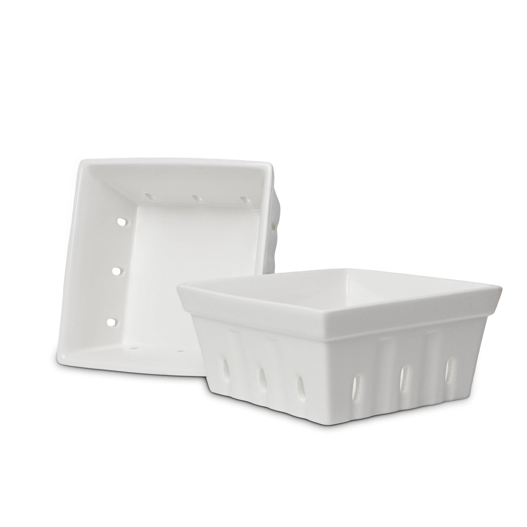 Fox Run White Ceramic Berry Baskets, Set of 2