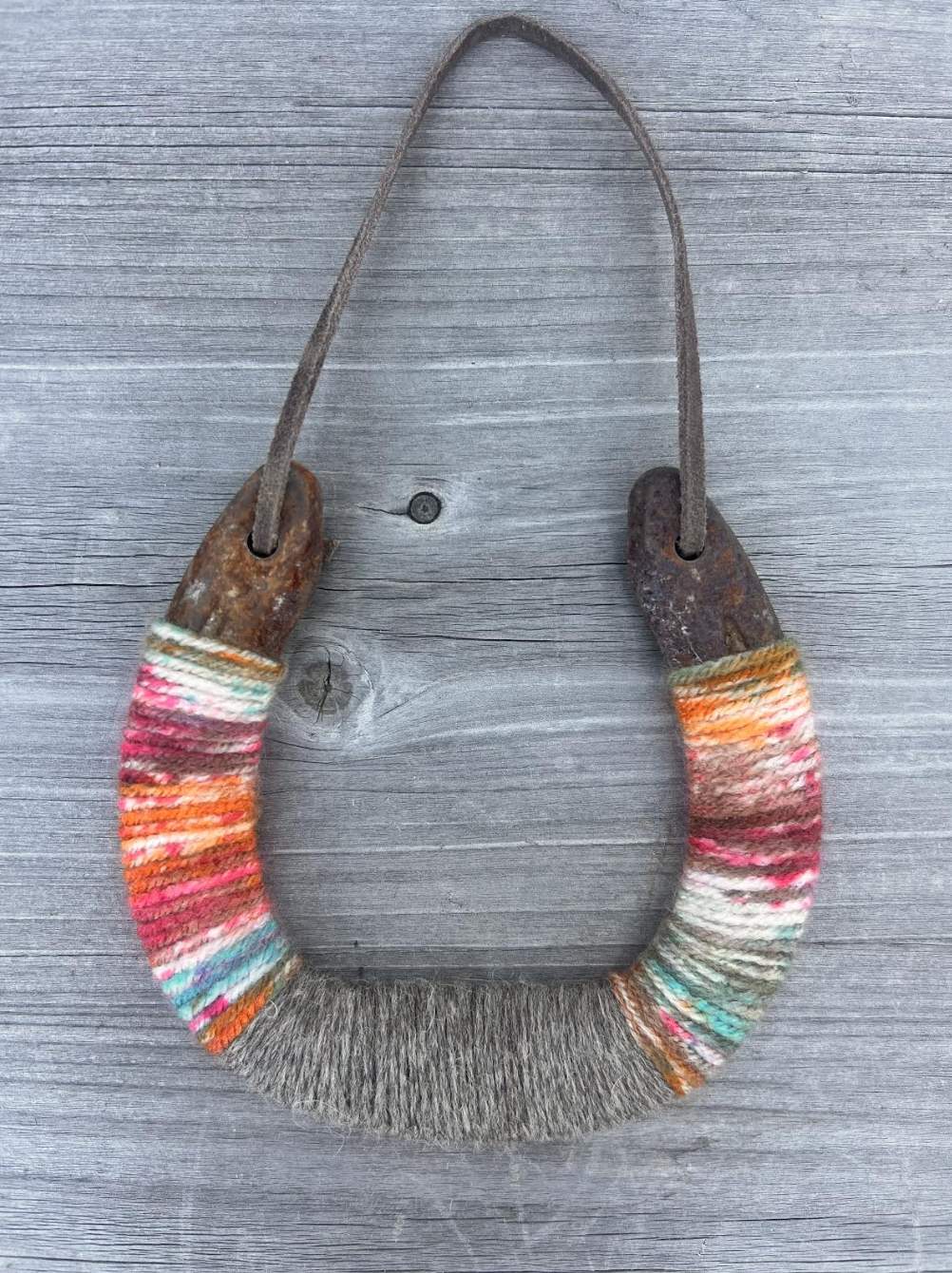 Up-cycled LUCKY horseshoe - Wildflower