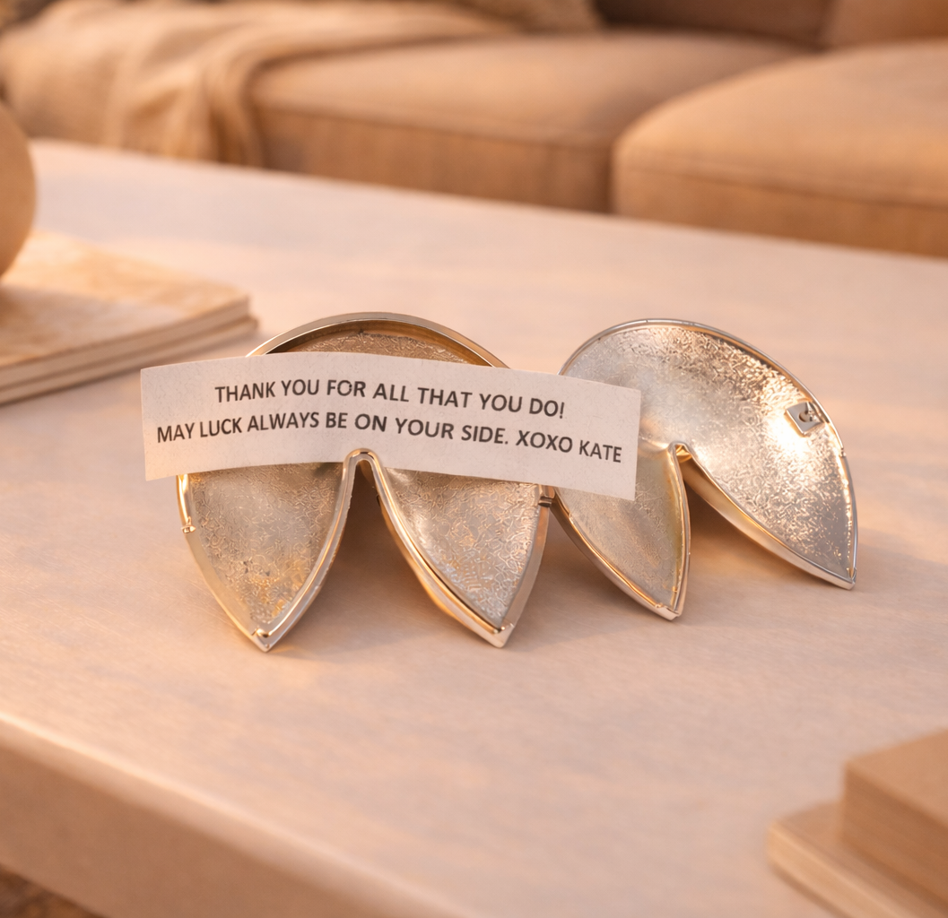Lucky Gold or Silver Plated Fortune Cookie Keepsake: Gold