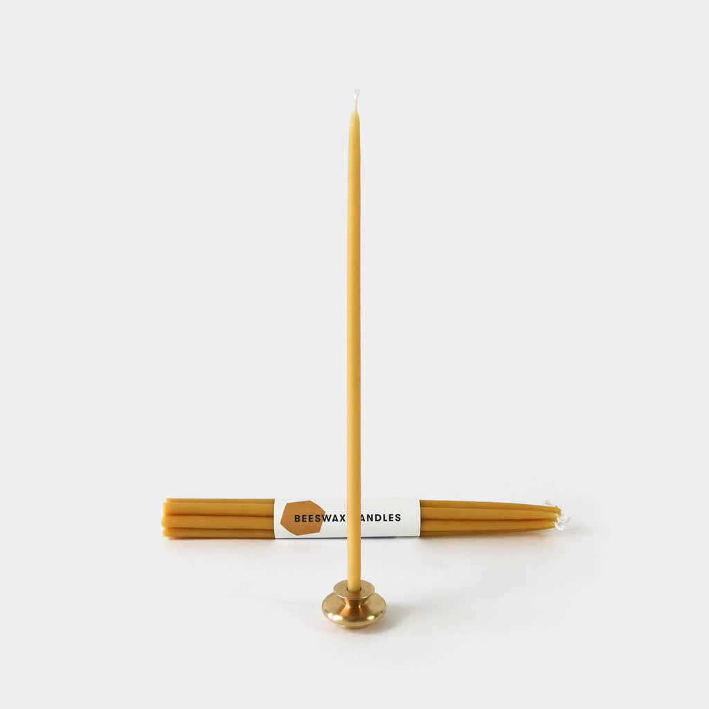 Hand-Dipped 100% Pure Beeswax Slim Taper Candles (Pack of 7)