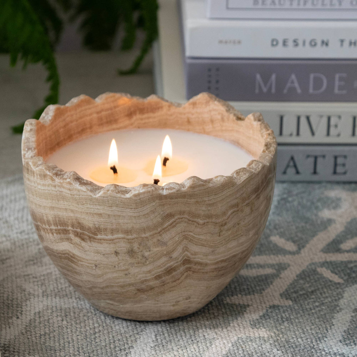 Andesite & Travertine Stone Palo Santo Candle Bowl