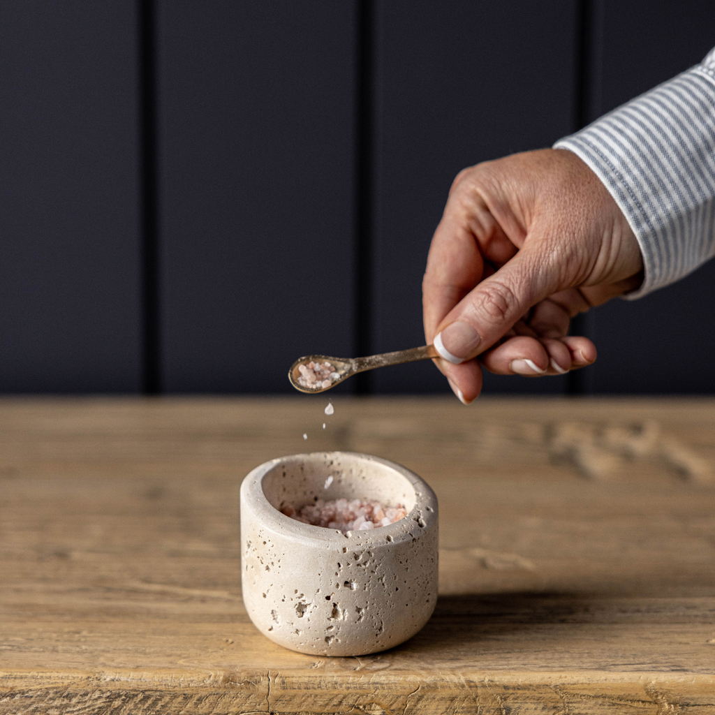 Travertine Salt Cellar With Spoon
