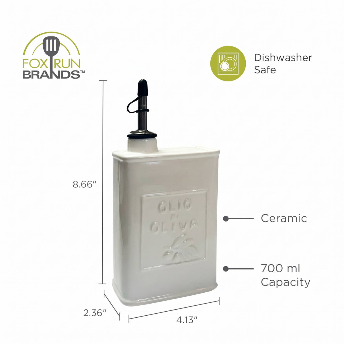 White Ceramic Olive Oil Dispenser with Dripless Spout