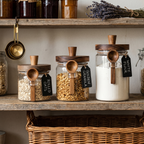 Airtight Glass Jars with Acacia Lid and Spoon
