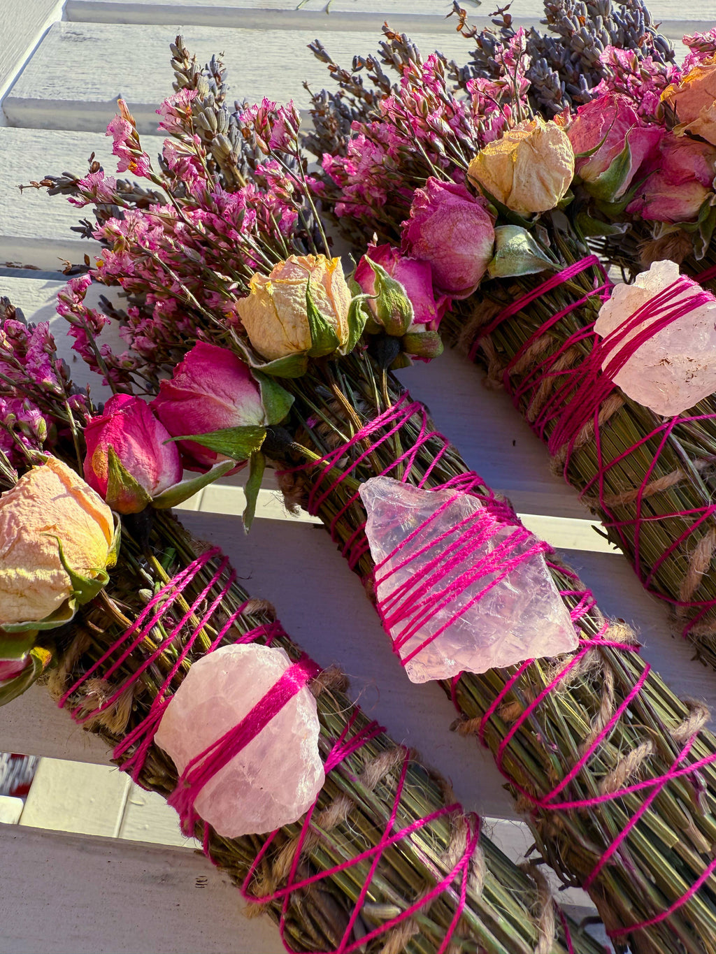 Rose Quartz & Lavender Botanical Smudge Stick