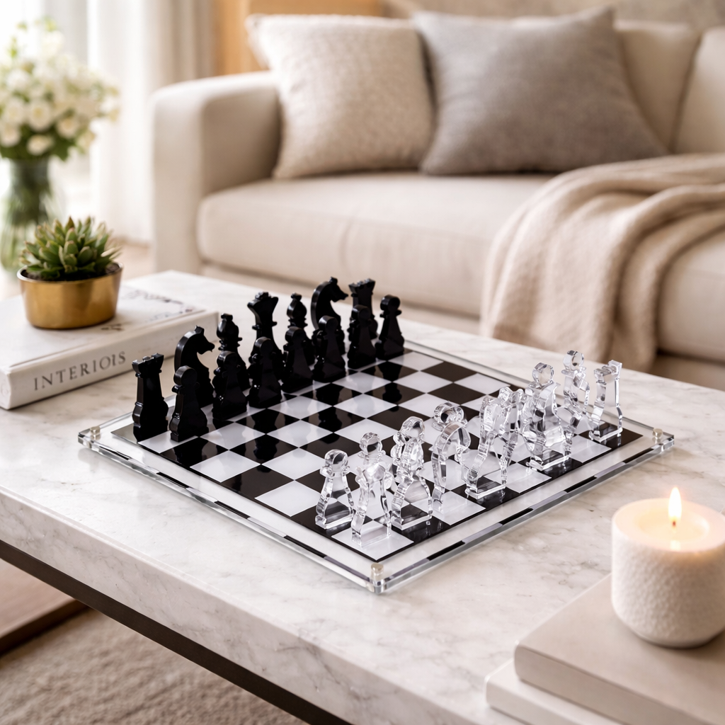 Lucite Chess Set – 14" Modern Acrylic Board Game