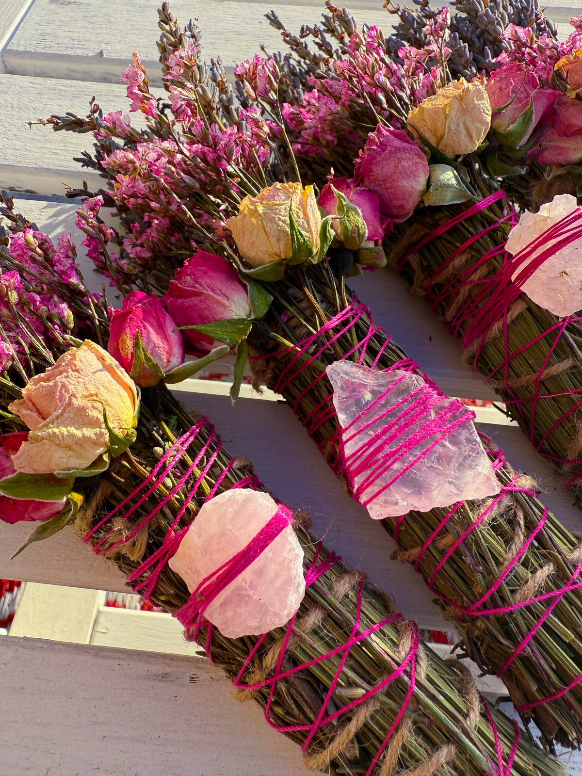 Rose Quartz & Lavender Botanical Smudge Stick