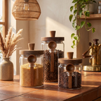 Airtight Glass Jars with Acacia Lid and Spoon
