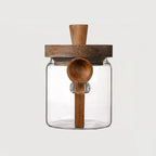 Airtight Glass Jars with Acacia Lid and Spoon