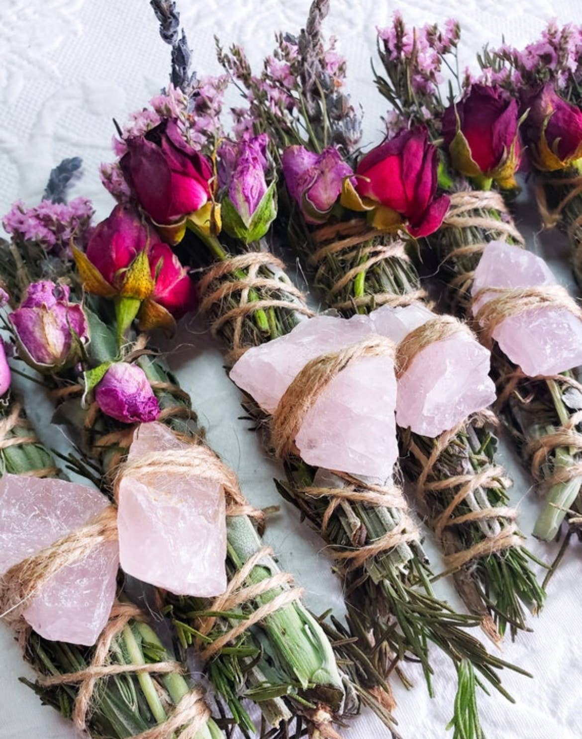 Rose Quartz & Lavender Botanical Smudge Stick